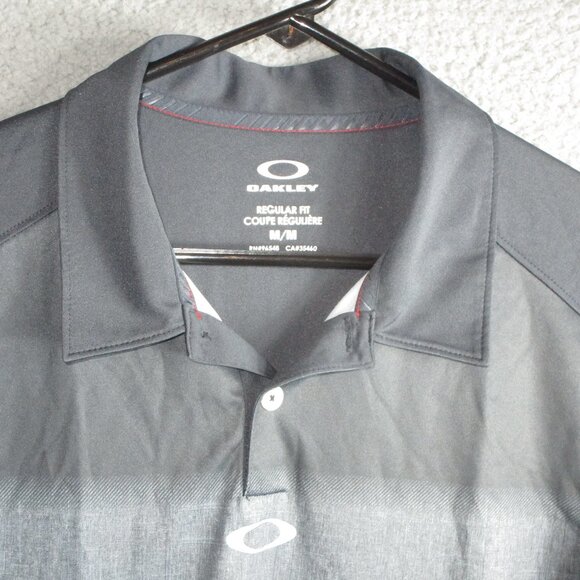OAKLEY MONARCH BEACH MEN'S GOLF POLO SHIRT GRAY BLUE WHITE MEDIUM POLYESTER - Picture 1 of 5